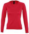 90010 Ladies Galaxy SOL'S Ladies Galaxy Cotton Acrylic V Neck Sweater Red colour image